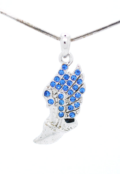 Winged Foot Necklace - Medium Size Track Necklace With Crystal Pendant
