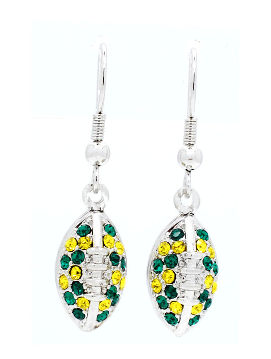 Football Earrings - Green/Gold