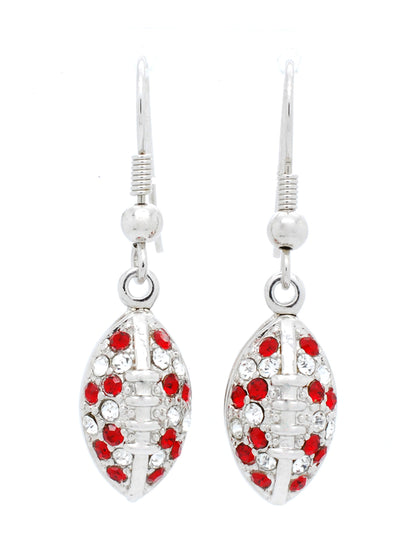 Football Earrings - Red/Crystal