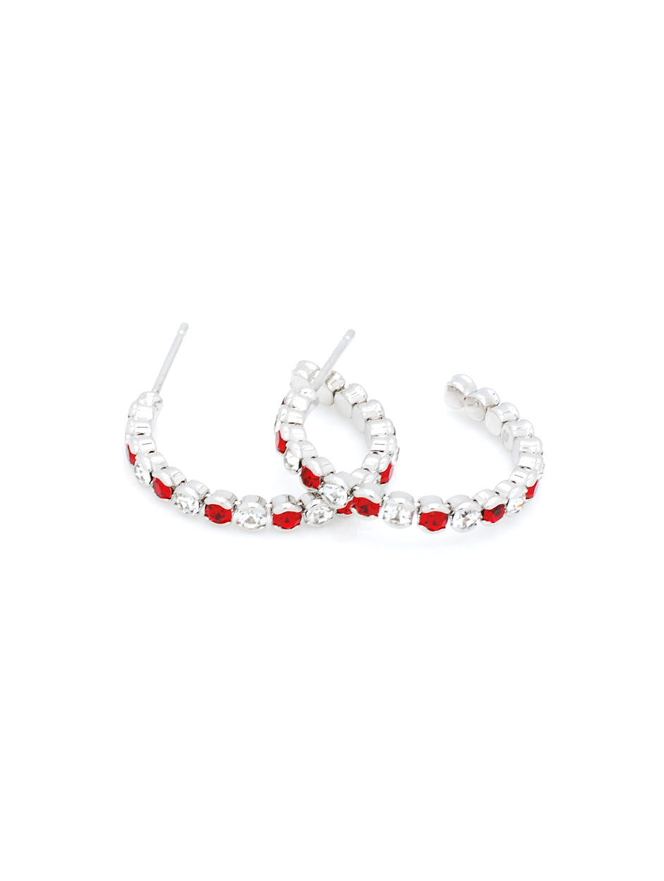 Deluxe Hoop Earrings - Red/Clear