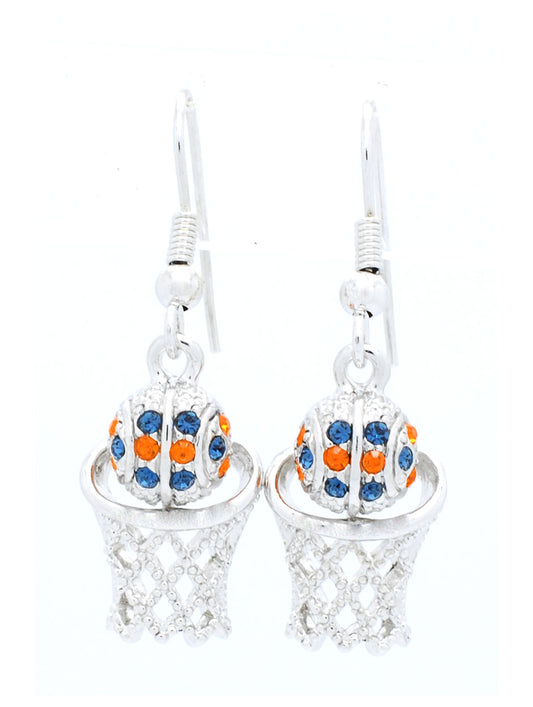 Basketball Earrings DANGLE - Orange/Navy