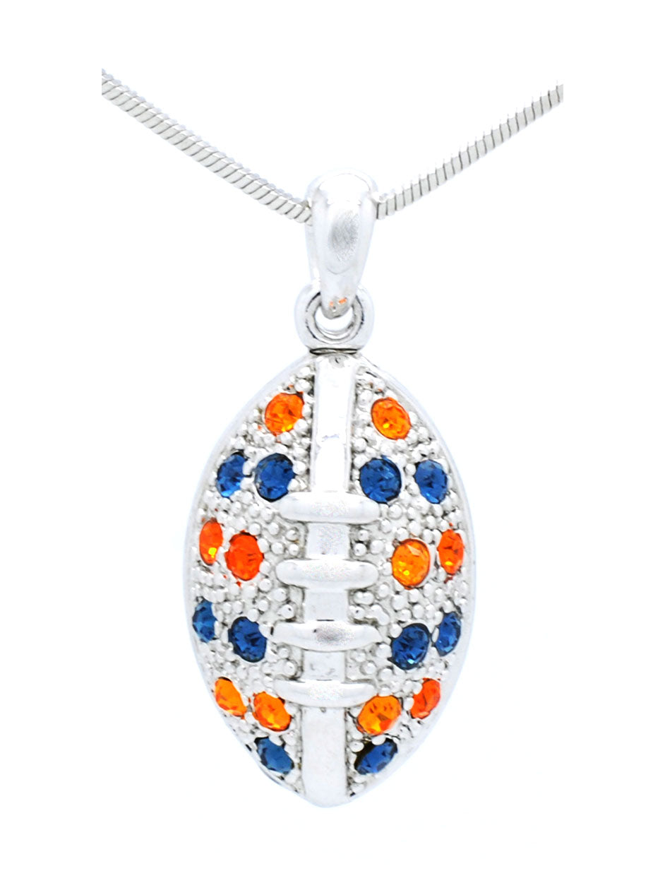 Large Football Necklace & Earring Set - Navy/Orange