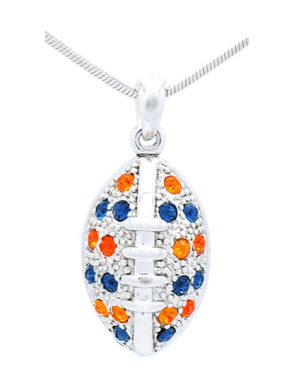 Large Football Necklace & Earring Set - Navy/Orange