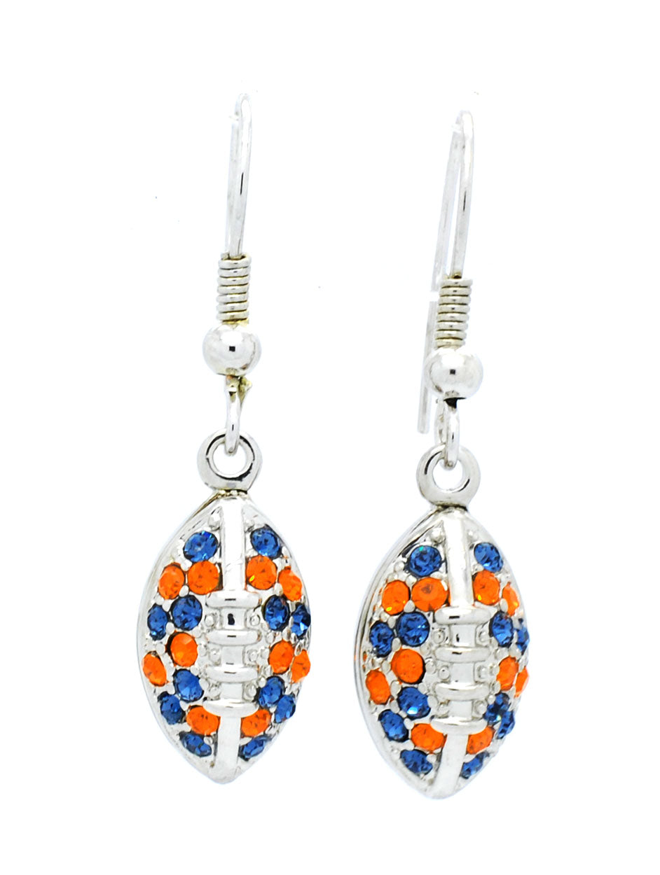 Large Football Necklace & Earring Set - Navy/Orange