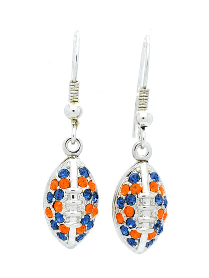 Large Football Necklace & Earring Set - Navy/Orange