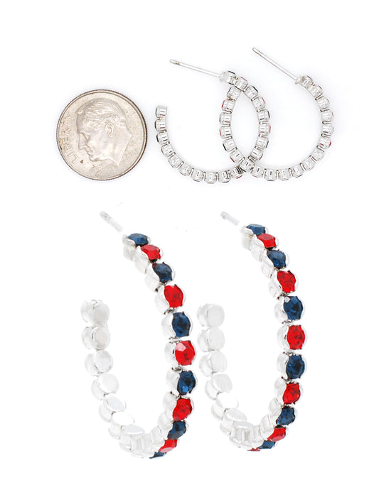 Hoop Earrings - Very Lightweight! - Navy / Red