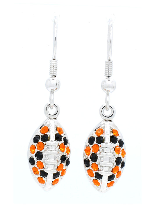 Football Earrings - Orange/Black