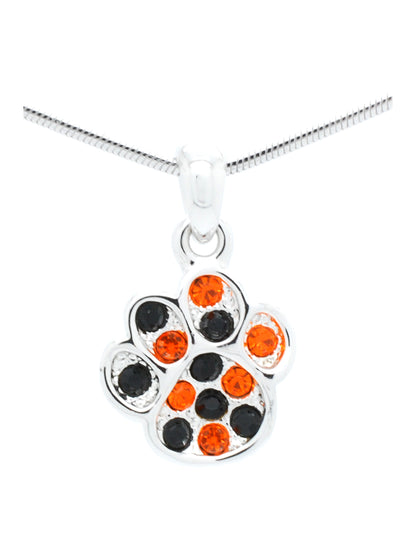 Paw Print Necklace Mini - Orange/Black