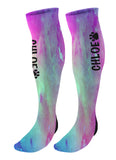 Personalized  Paw Print Knee High Socks, Watercolor Background, Custom Mascot Paw Socks
