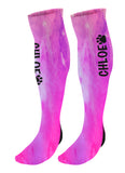 Personalized  Paw Print Knee High Socks, Watercolor Background, Custom Mascot Paw Socks
