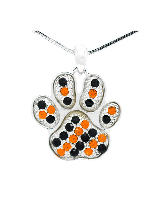 Paw Necklace Large - Orange/Black