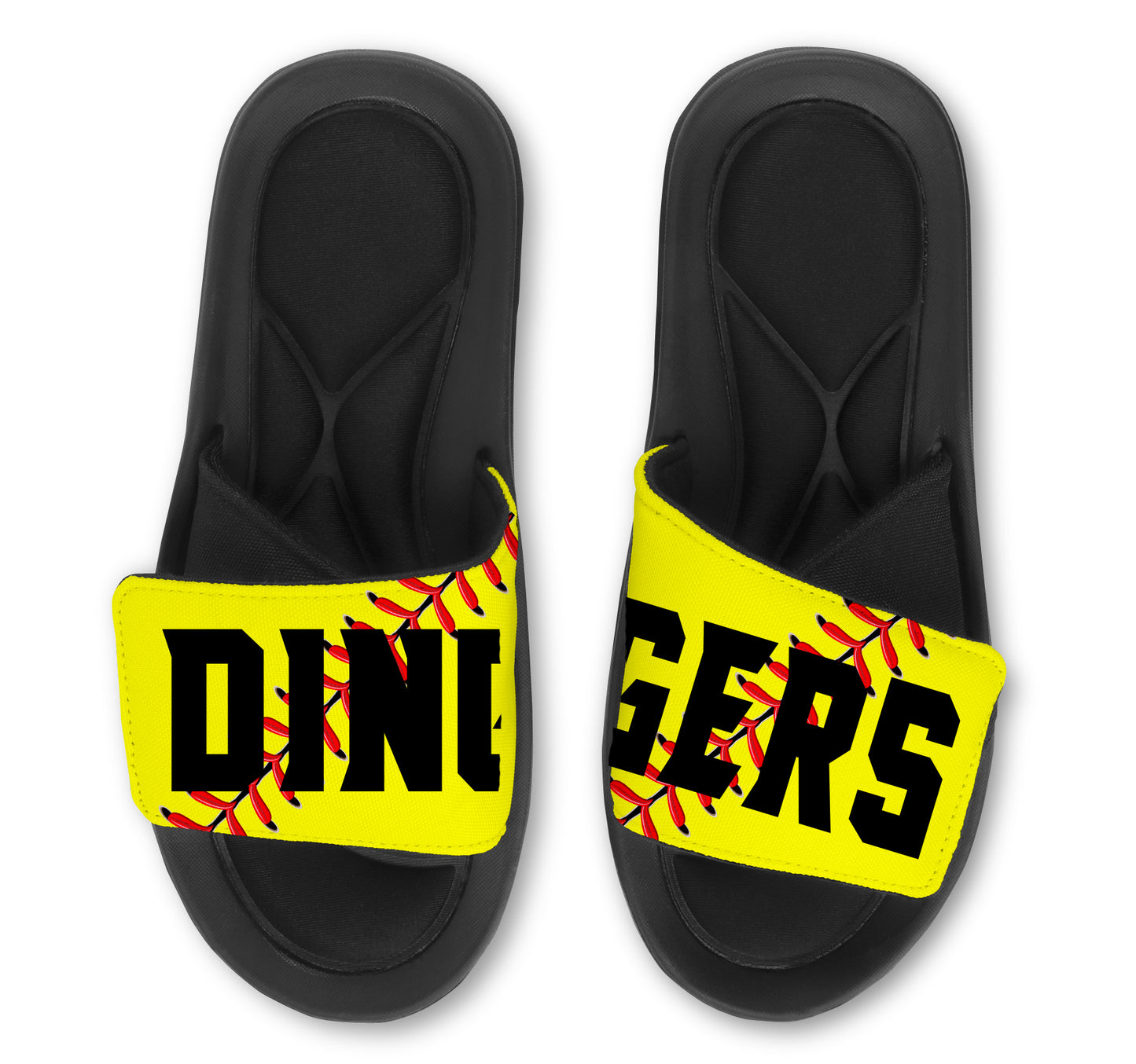 DINGERS Softball Slides Sandals - TEAM Softball Slides - FASTPITCH Slides