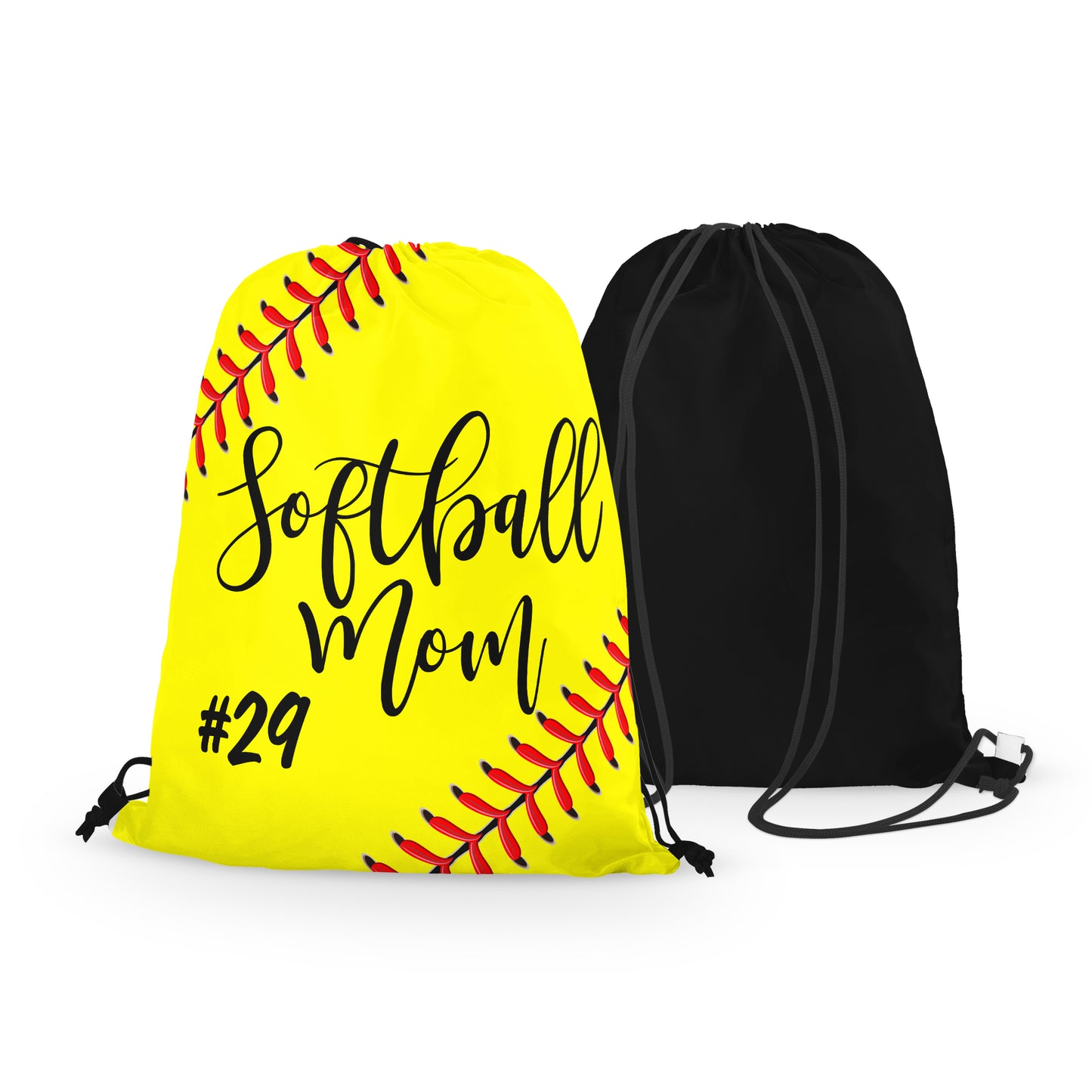 Personalized Softball MOM Drawstring Bag