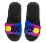 Softball Abstract Custom Slides / Sandals - Choose your Background!