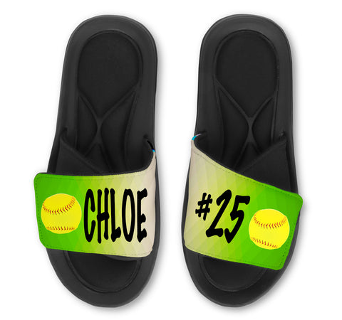 Softball Abstract Custom Slides / Sandals - Choose your Background!