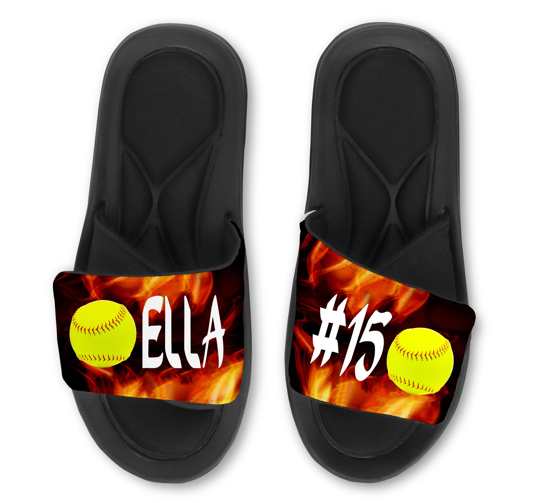 Softball Flames- Customize with Your Name