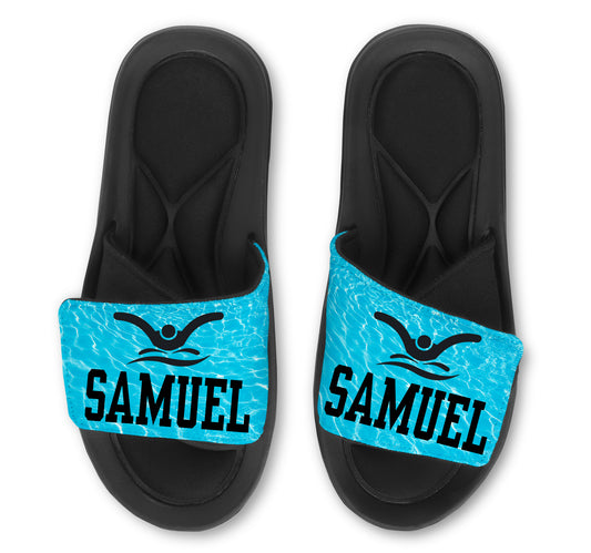 Swim Slides Sandals Flip Flops - Butterfly - Add your Name!
