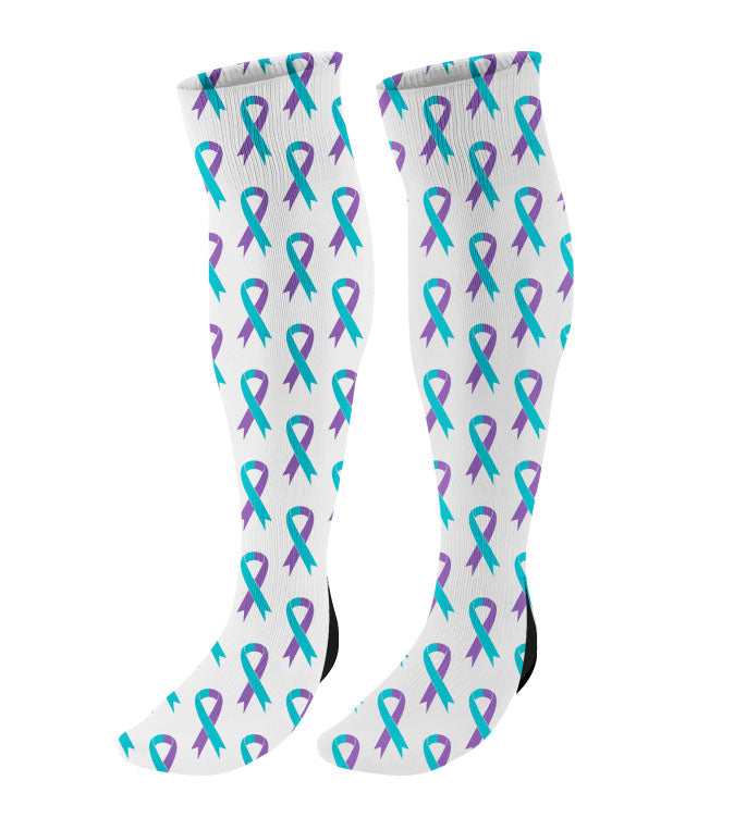 Personalized Awareness Ribbon Knee High Socks - All Colors Available
