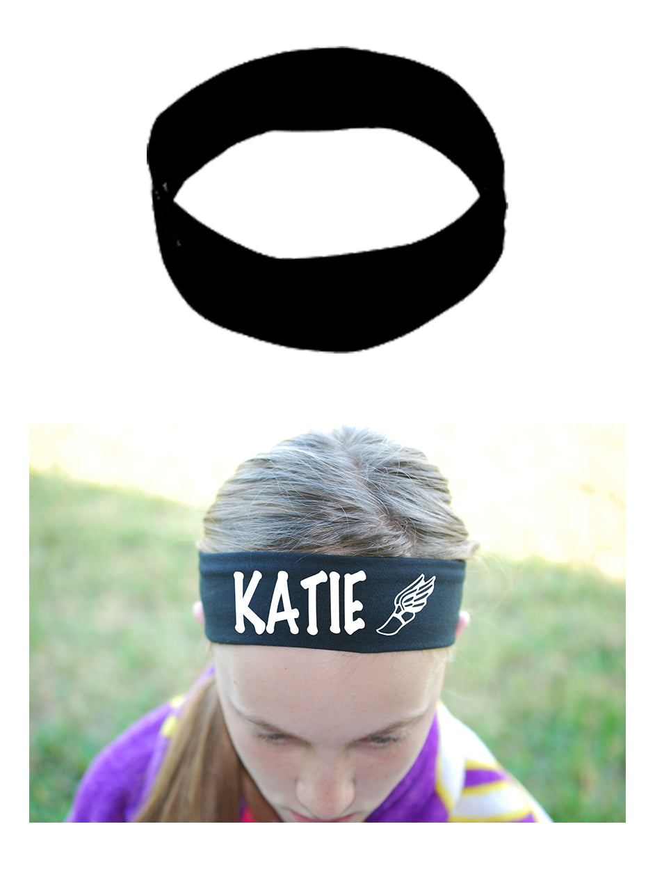 Custom Track & Field Cotton Headband - Flat (Non Sparkle) Letters!