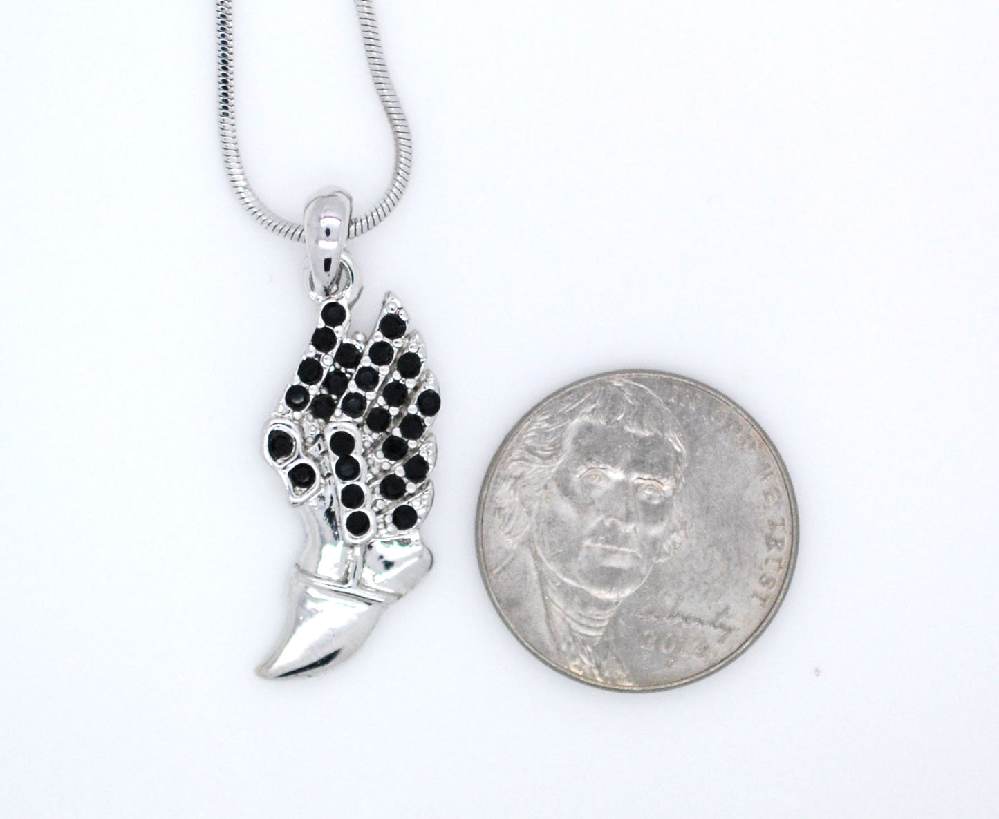 Winged Foot Necklace - Medium Size Track Necklace With Crystal Pendant
