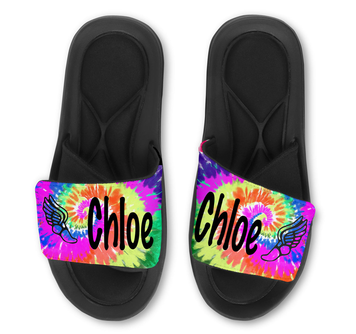 Track Tie Dye Custom Slides / Sandals - Choose your Background!