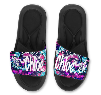 Track Tie Dye Custom Slides / Sandals - Choose your Background!