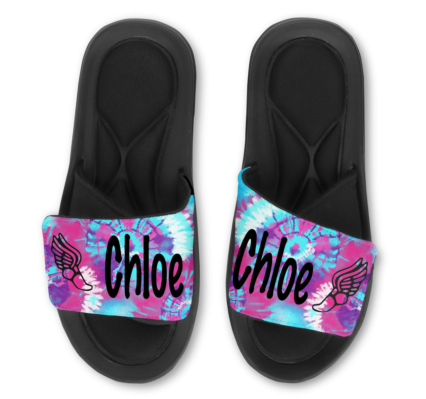Track Tie Dye Custom Slides / Sandals - Choose your Background!