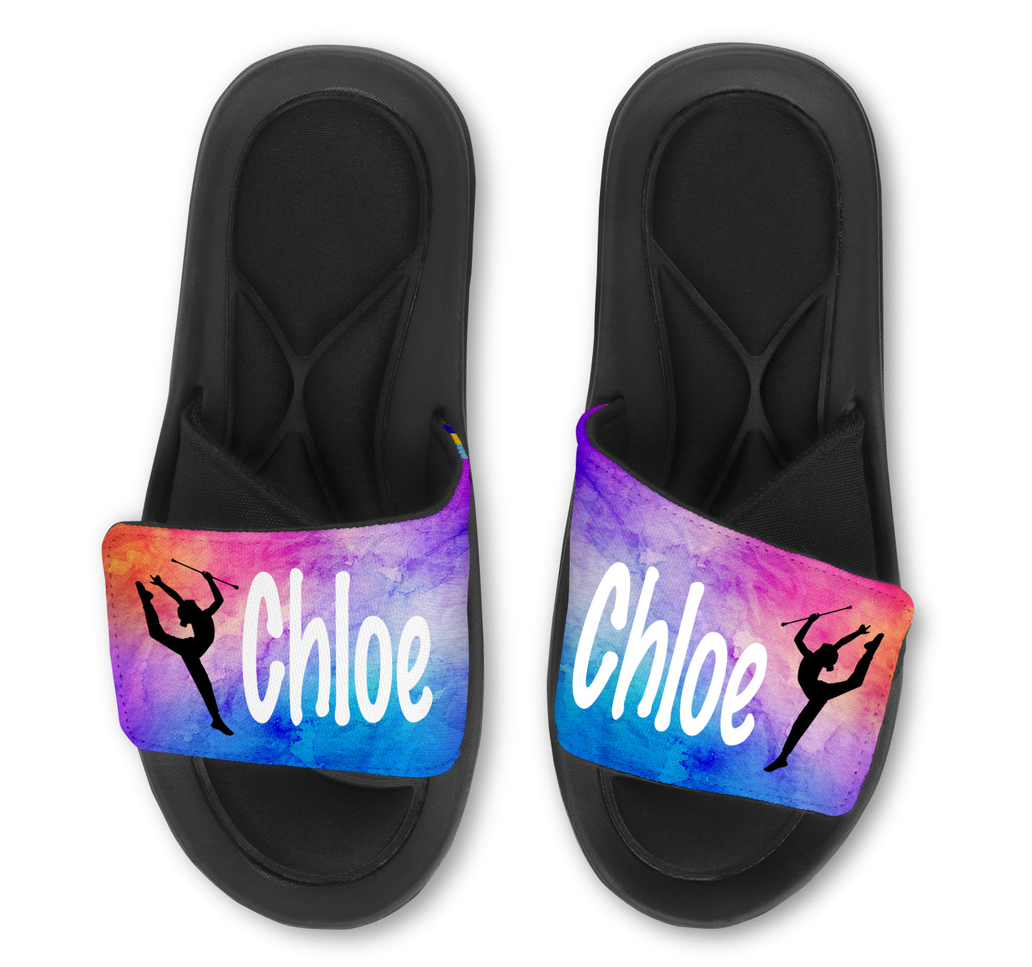 Baton Twirling Custom Slides / Sandals - Watercolor