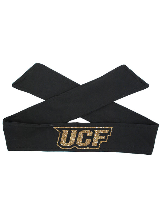 UCF Tie Headband - Black/Gold Sparkle
