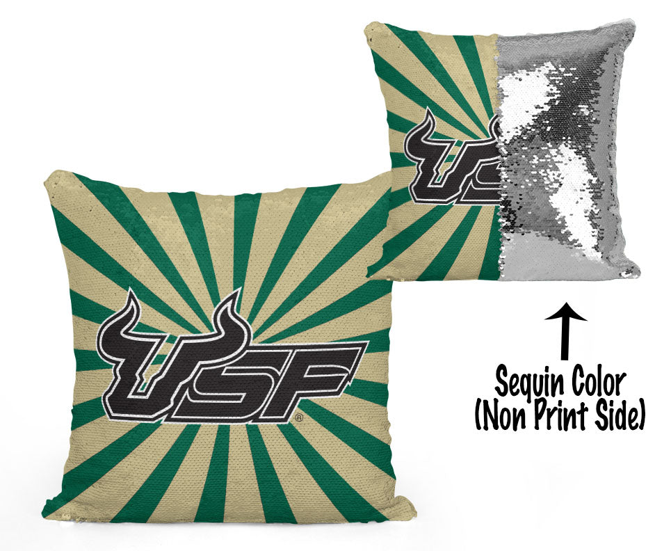 USF Sequin Flip Pillow - University of South Florida - Starburst Design