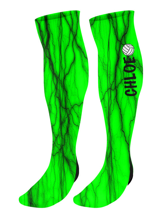 Personalized Lightning Volleyball Knee High Socks with Name