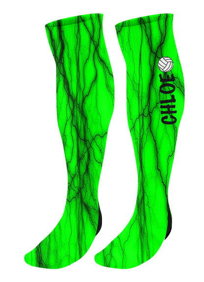 Personalized Lightning Volleyball Knee High Socks with Name