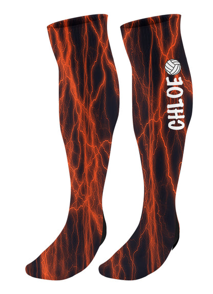 Personalized Lightning Volleyball Knee High Socks with Name