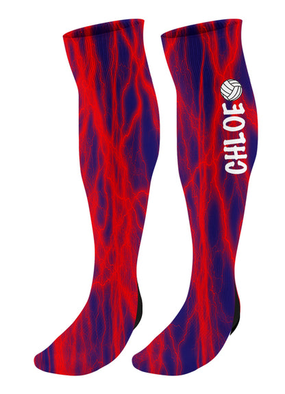 Personalized Lightning Volleyball Knee High Socks with Name