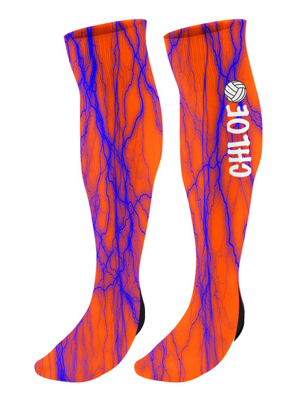 Personalized Lightning Volleyball Knee High Socks with Name