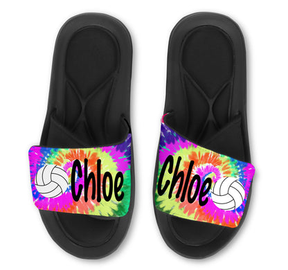 Volleyball Tie Dye Custom Slides / Sandals - Choose your Background!