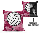 PERSONALIZED VOLLEYBALL MERMAID SEQUIN FLIP PILLOW -  CAMO