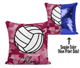 PERSONALIZED VOLLEYBALL MERMAID SEQUIN FLIP PILLOW -  CAMO