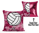 PERSONALIZED VOLLEYBALL MERMAID SEQUIN FLIP PILLOW -  CAMO