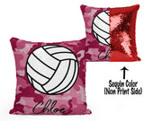 PERSONALIZED VOLLEYBALL MERMAID SEQUIN FLIP PILLOW -  CAMO