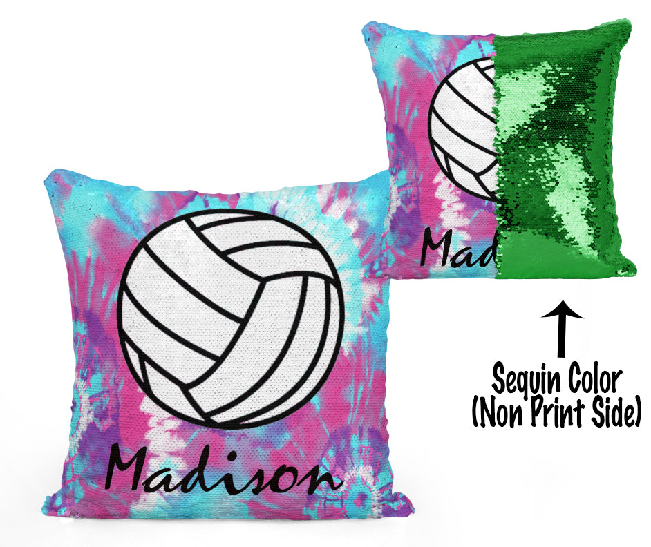 PERSONALIZED VOLLEYBALL MERMAID SEQUIN FLIP PILLOW -  Tie Dye