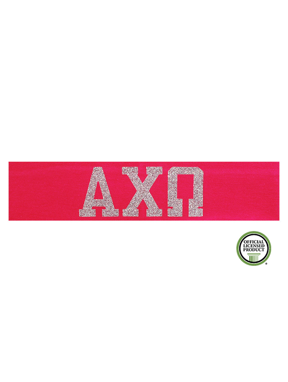 Alpha Chi Omega Headband Greek - Pink/Silver Sparkle