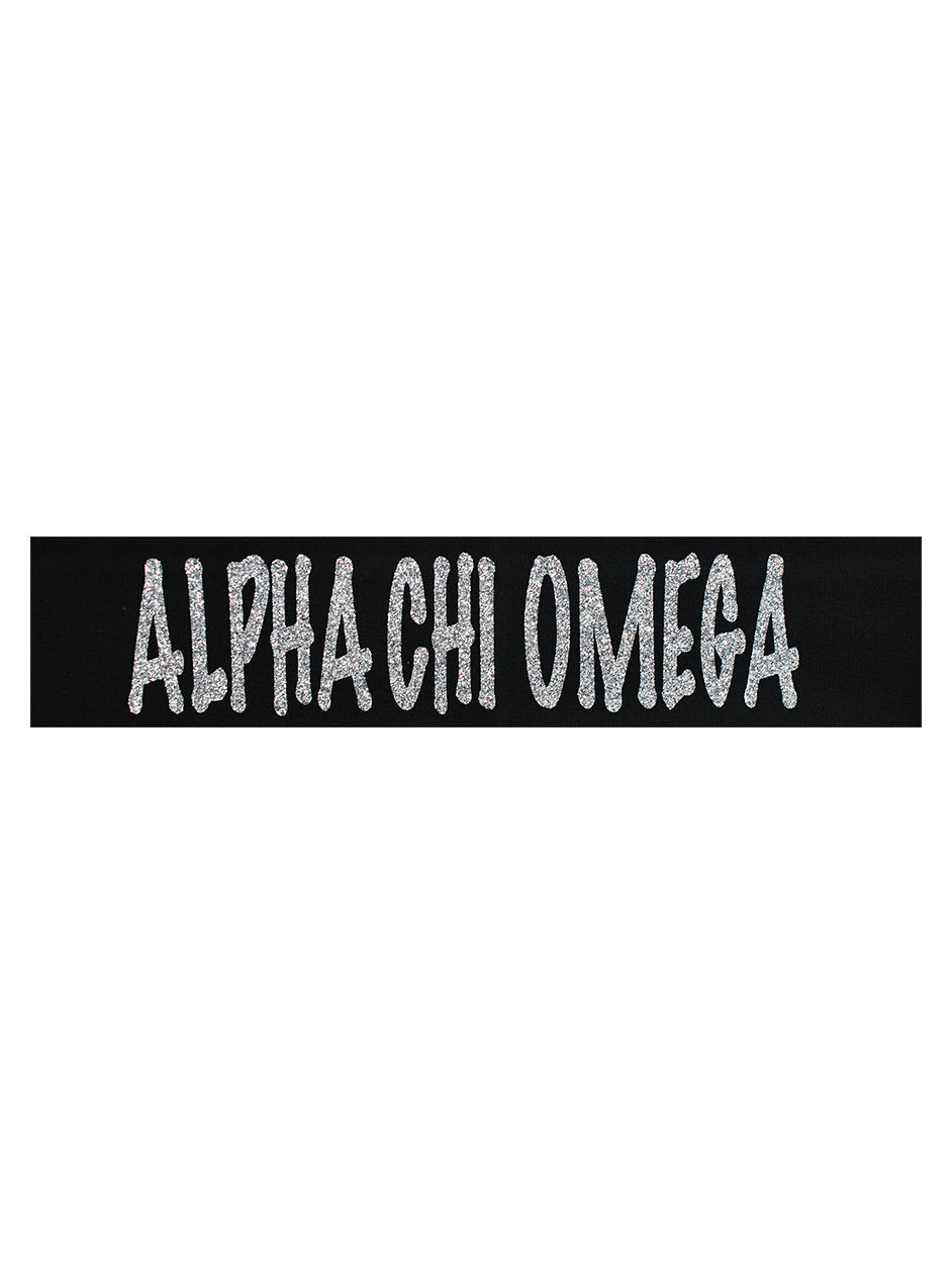 Alpha Chi Omega Headband Marker - Black/Silver Sparkle