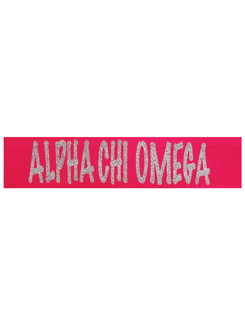 Alpha Chi Omega Headband Marker - Pink/Silver Sparkle