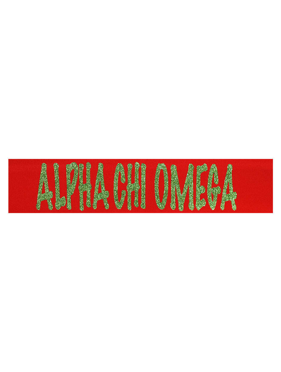 Alpha Chi Omega Headband Marker - Red/Green Sparkle