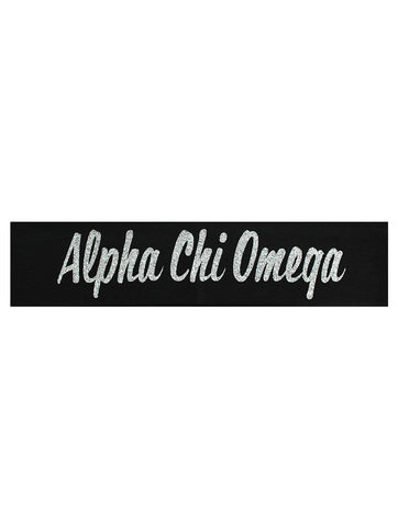 Alpha Chi Omega Headband Script - Black/Silver Sparkle