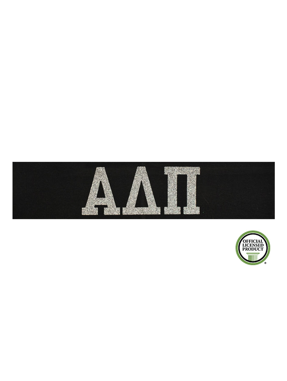 Alpha Delta Pi Headband Greek - Black/Silver Sparkle