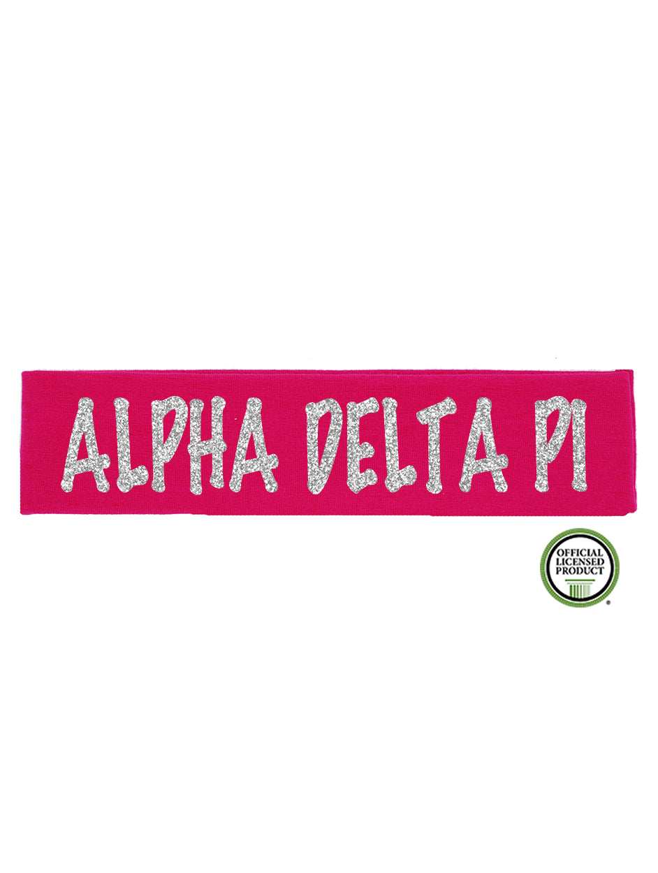 Alpha Delta Pi Headband Marker - Hot Pink/Silver Sparkle