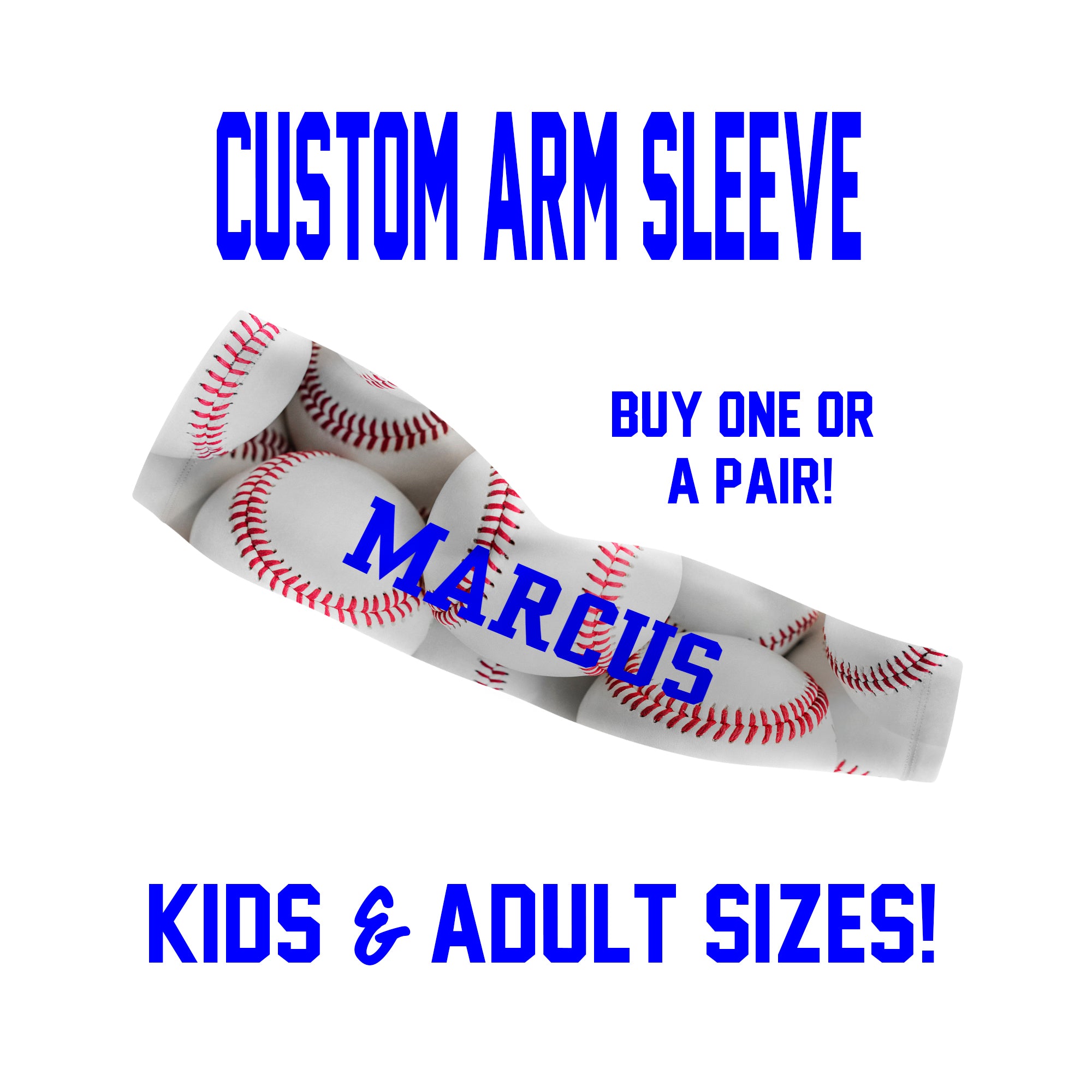 Custom Baseball Arm Sleeves Laces - Full Baseballs - Single or Pair