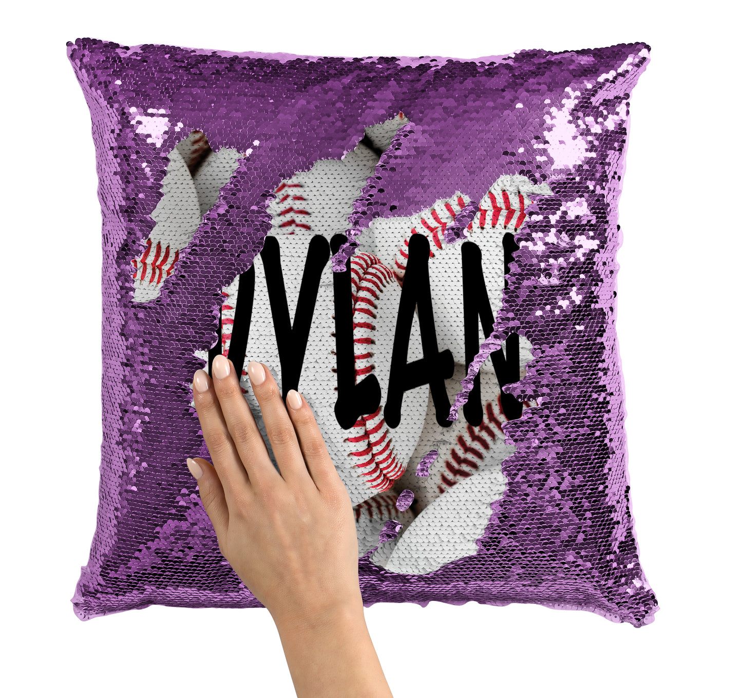 PERSONALIZED Baseball Sequin Flip Mermaid Pillow